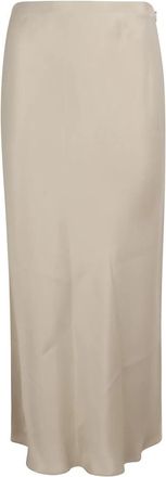HUGO BOSS Vesatie Rok - Dames - Midirokken - Beige - XL - Satijn - Rokken