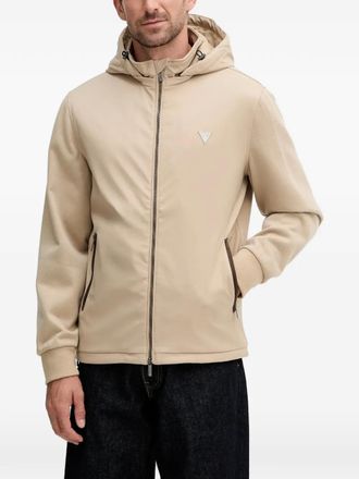 Guess Co hooded logo-patch jacket - Neutrals