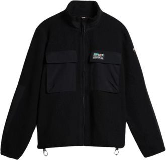 Napapijri Zip-Up Fleece Jacket Streetwear Stijl - Heren - Fleece jassen - Zwart - M - Polyester - Fitness