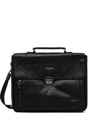 Aeronautica buckle-fastening briefcase - Zwart
