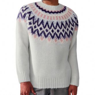 Generic Fairisle Norwegian Jumpers For Women Uk, Ladies Crew Neck Jumpers Long Sleeve, Fashion Printed Pullover Sweaters Classic Retro Knitwear Loose Fair Isl