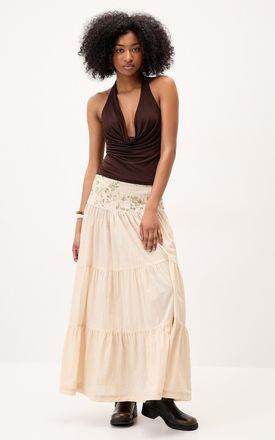 Twik Womens Sequined-waist maxi skirt