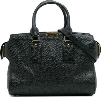 Burberry Pre-owned Handbags, female, Black, Size: ONE SIZE Pre-owned Leather Satchel Bag
