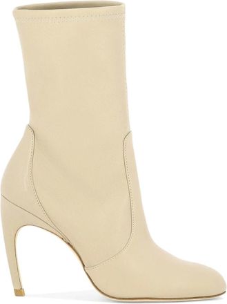 Stuart Weitzman Schoenen, Dames, Beige, 36 EU, Beige Enkellaarzen Luxecurve 100