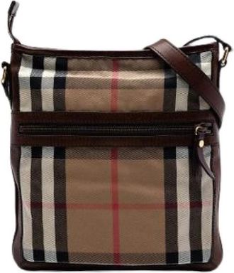 Burberry Pre-owned Canvas Crossbody Bag - Dames - Vintage Schoudertas - Bruin - ONE Size - Leer - Vintage