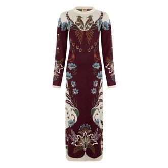 Farm Rio Millena Abito Lungo in Maglia a Maniche Lunghe - - Dresses - Donna - Multicolore - M