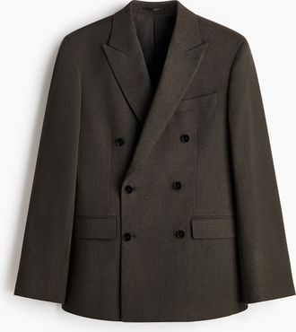 H&M Zweireihiges Jackett aus Wollmix in Regular Fit - Dunkles Khakigr&uuml;n