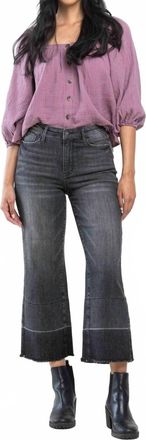 Judy Blue High Waist Wide Release Hem Wide Leg Crop Jeans In Black