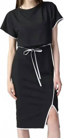 Joseph Ribkoff Two-Tone Belted Dress In Black/white