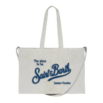 MC2 Saint Barth Tote Bags, female, White, Size: ONE SIZE Essential Canvas Bag With Shoulder Strap