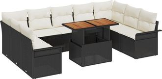 vidaXL Garden Sofa Set 10 pcs Black and cream 100 x 55 x 73 cm Vidaxl