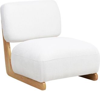 Beliani Sill&oacute;n Retro Sin Reposabrazos Patas De Madera Maciza Tapicer&iacute;a De Tela Blanco Crema Kokkola