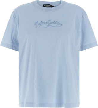 Dolce & Gabbana Light Blue Chain Embroidery T-shirt