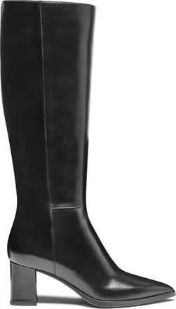 Santoni Leren enkellaars met hak - Dames - Laarzen met Hak - Zwart - 37 EU - Leer - Schoenen