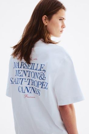 H&M Oversized Print-motif T-shirt in White/marseille at Nordstrom, Size X-Large
