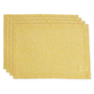 Solino Home Linen Placemats - Athena, 14 x 19 in Chambray Lemon Yellow at Nordstrom, Size Medium