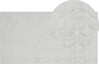 Beliani Beliani - Alfombra Gris Claro Verde Menta 80 X 150 Cm Poli&eacute;ster Piel Sint&eacute;tica De Conejo Pelo Largo Thatta