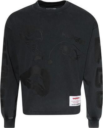 RRR123 Sweater met grafische print en lange mouwen - Zwart