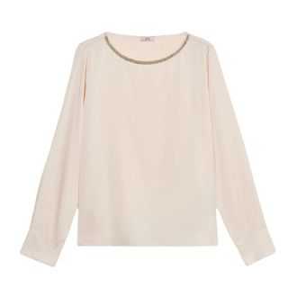 Oltre Dames, Blouses & Shirts, Wit, Maat: L Satijn