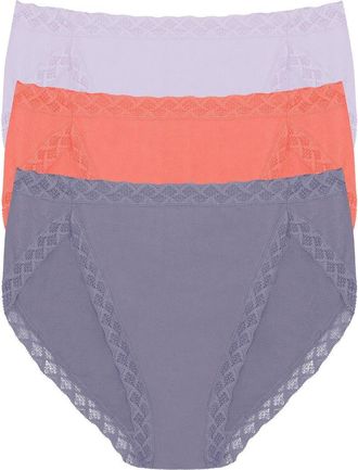 Natori Bliss Cotton French Cut Brief 3-Pack in Prple Prl/neon Coral/twlght Hz at Nordstrom, Size Xx-Large