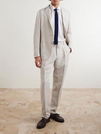 Eleventy Striped Cotton and Linen-Blend Shirt