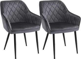 Songmics 2 sillas de comedor con reposabrazos de color gris