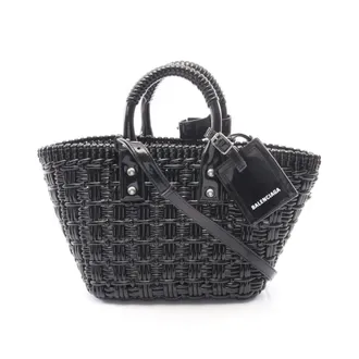 Balenciaga Black Leather Basket Tote Bag (Pre-Owned)