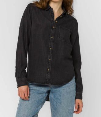 Velvet Heart Bennett Long Sleeve Button-Up Shirt In Black