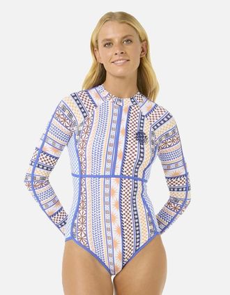 Rip Curl Womens Rip Curl Womens San Carlos UPF Long Sleeve Rash Vest - Multico - Size: 18/16