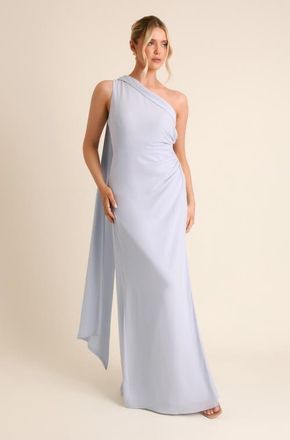 Six Stories One Shoulder Chiffon Bridesmaid Dress in Pale Blue at Nordstrom, Size 10