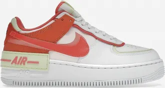 Nike Womens Air Force 1 Shadow Sneakers In White/ Magic Ember