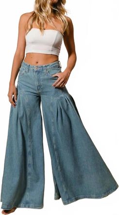 Bibi Pleated Detail Wide Jeans In Denim