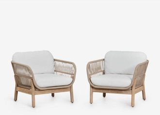 Sklum Pack De 2 Sillones De Jard&iacute;n En Aluminio Y Madera De Acacia Karvia Sklum