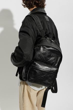 Off-white Leather Backpack With Logo, Mens, Black