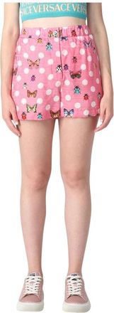 Versace Korte Broeken, Dames, Veelkleurig, S, Roze Polka Dot Vlinder Short