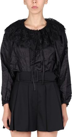 Patou Black Embroidered Round Neck Top
