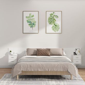 Berkfield Home Bed Headboard with Cabinets White Engineered Wood