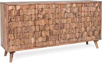 BIZZOTTO Credenza Kant con struttura e gambe in legno Sheesham, mobile in stile vintage -3 Ante - 3 cassetti