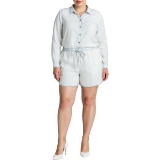 Standards & Practices Long Sleeve Romper in White Crush at Nordstrom, Size 1X