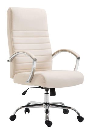 Clp Silla de oficina giratoria regulable en Simil cuero Crema