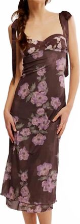 Free People Printed Got Glam Slip Dress In Chocolate Combo