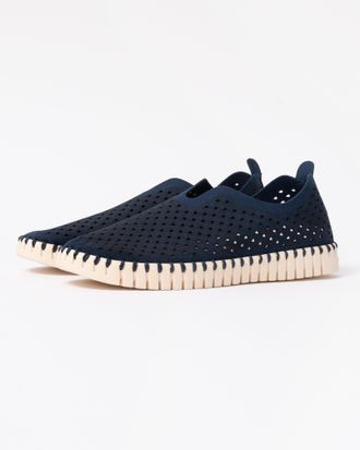 Ilse Jacobsen Womens Tulip Slip-In Shoes in Dark Blue Nylon - Size UK 8