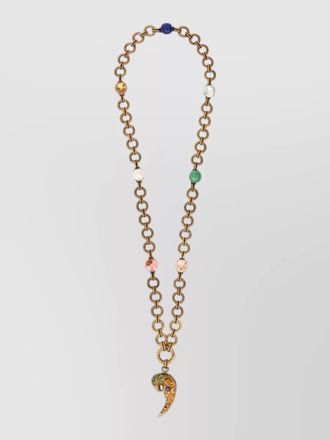 Etro necklace paisley parrot crystals chain pendant