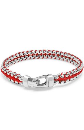 Nialaya Red Woven Box Chain Bracelet in Red /Silver at Nordstrom, Size X-Large