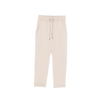 Brunello Cucinelli Brunello Cucinelli, Straight Trousers, female, Beige, Size: XS Pantaloni con dettaglio coulisse