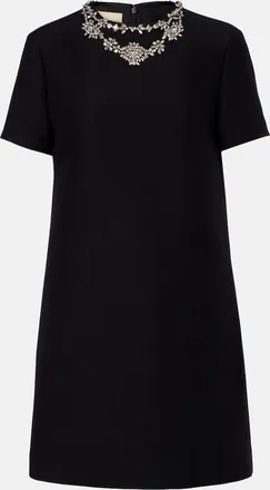 Valentino Crepe Couture embellished wool and silk minidress