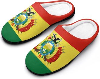 Generic Bandera De Bolivia Funny Mens Cotton Slippers Soft Non-Slip Rubber Sole House Slipper Indoor Outdoor