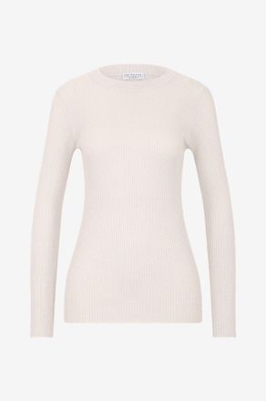 Brunello Cucinelli Lam&eacute;-Rippstrick-Schlauchpullover mit Rundhals