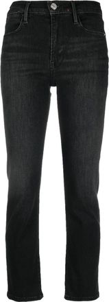 Frame Denim cropped straight-leg jeans - women - Lyocell/Polyester/Cotton/Recycled Cotton/Elastane - 26 - Black