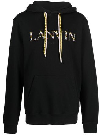 Lanvin embroidered-logo hoodie - Black
